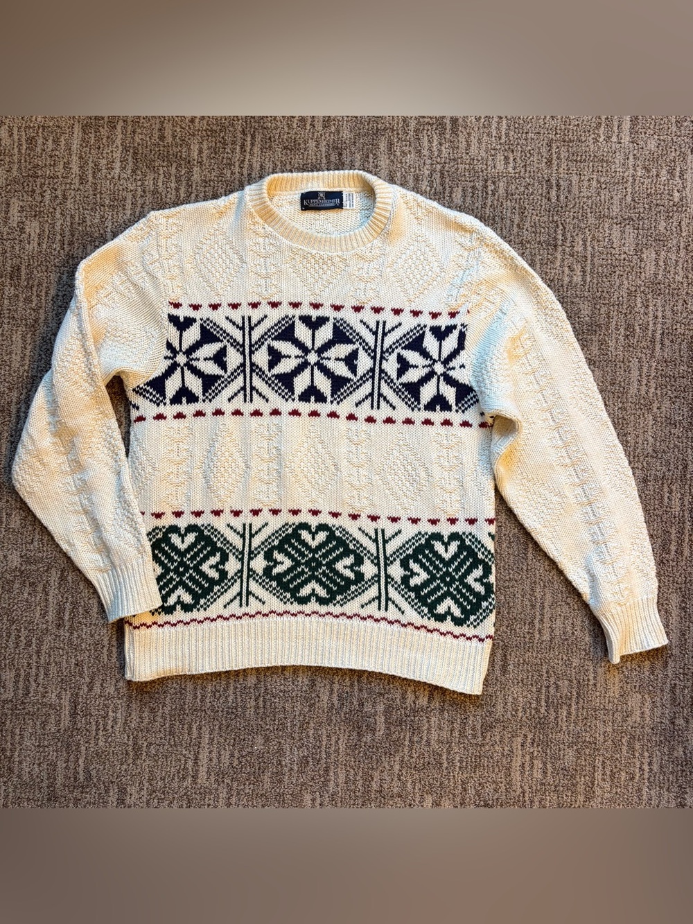 Kuppenheimer men’s crewneck sweater vintage 100% cotton sz Large Nordic grandpa